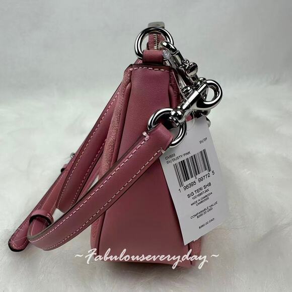 Coach Teri Shoulder Crossbody Bag In Signature Canvas/Sv/Dusty Pink CV933 NWT - Picture 5 of 10